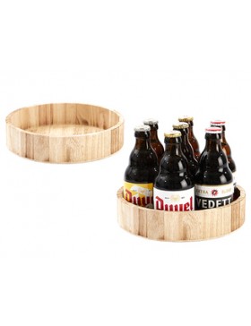 Plateau bois rond Ø23,5*5cm - Aspect brûlé