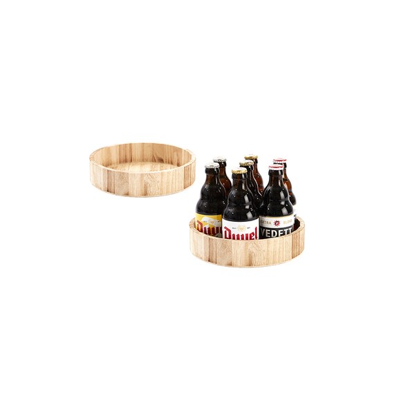 Plateau bois rond Ø23,5*5cm - Aspect brûlé