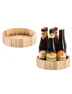 Plateau bois rond Ø21*5cm - Aspect brûlé