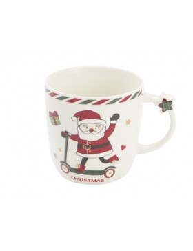 Mug de Noël Ø9*9cm - Père Noël & Trotinette