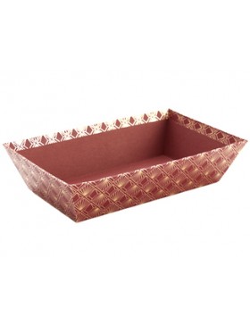 Panier carton rect. 23*15*6cm - Bordeaux et or