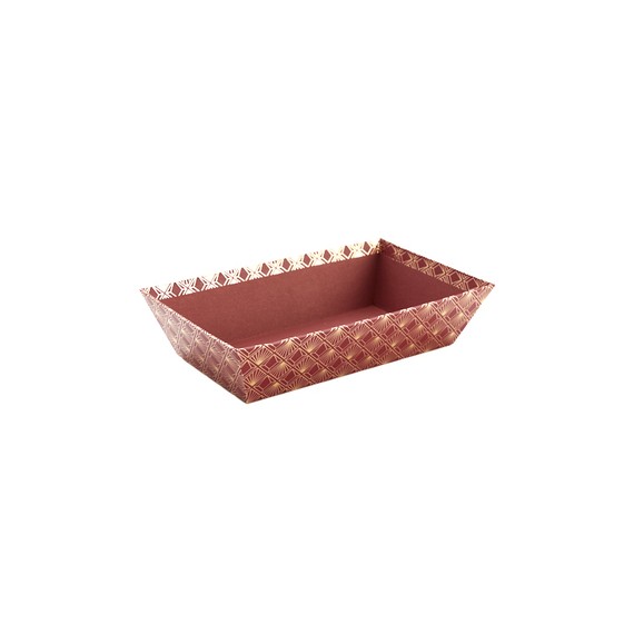 Panier carton rect. 23*15*6cm - Bordeaux et or