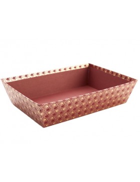 Panier carton rect. 32*22,5*8cm - Bordeaux et or