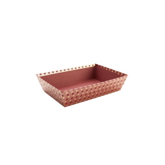 Panier carton rect. 32*22,5*8cm - Bordeaux et or