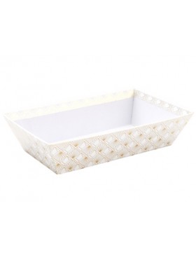 Panier carton rect. 23*15*6cm - Blanc et or