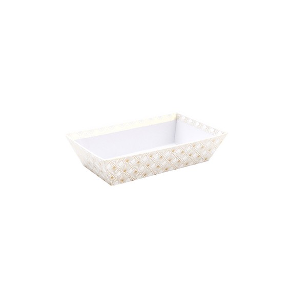 Panier carton rect. 23*15*6cm - Blanc et or