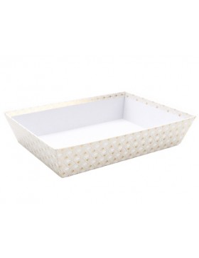 Panier carton rect. 36*27*8cm - Blanc et or