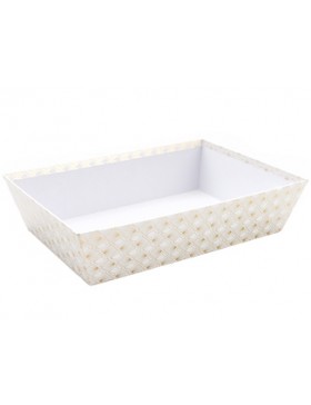 Panier carton rect. 32*22,5*8cm - Blanc et or