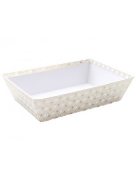 Panier carton rect. 28*19*7cm - Blanc et or