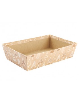 Panier rect. Carton - 28*19*7cm - Sapins de Noël