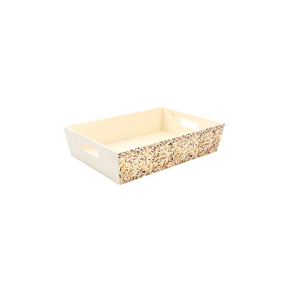 Caisse bois rect. 35*25*8cm - Feuilles d'Automne
