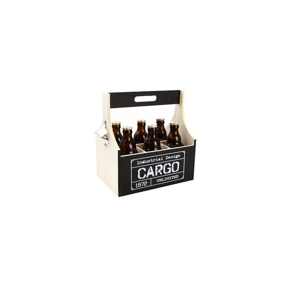 Caisse bois pour 6btls trapp. 'Cargo' + décapsuleur