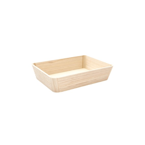 Caisse rect. Bois naturel strié - 35*26*8cm