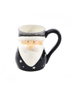 Mug 'Tête de père Noël' Ø7.5*10.5cm Bleu + étoiles