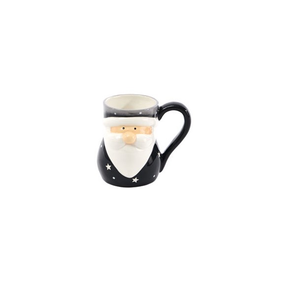 Mug 'Tête de père Noël' Ø7.5*10.5cm Bleu + étoiles