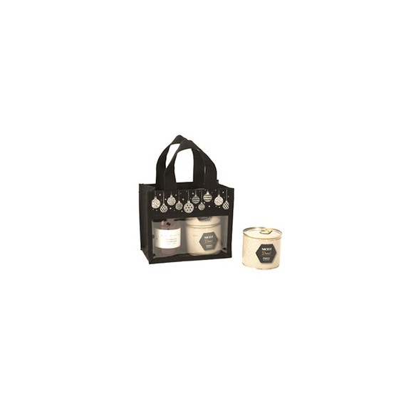 Sac cotton naturel noir avec fenêtre - Impr. Argent - 19*10,5*16cm