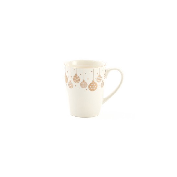 Mug 'Boules de Noël' - Blanc & Or - Ø8,5*10,5cm