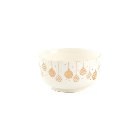 Bol 'Boules de Noël' - Blanc & Or - Ø*14,5*6cm