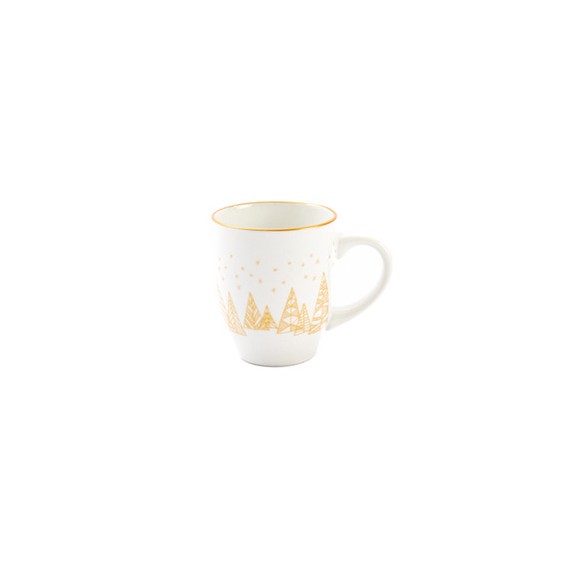 Mug 'Arbres de Noël' - Blanc & Or - Ø9*10,5cm