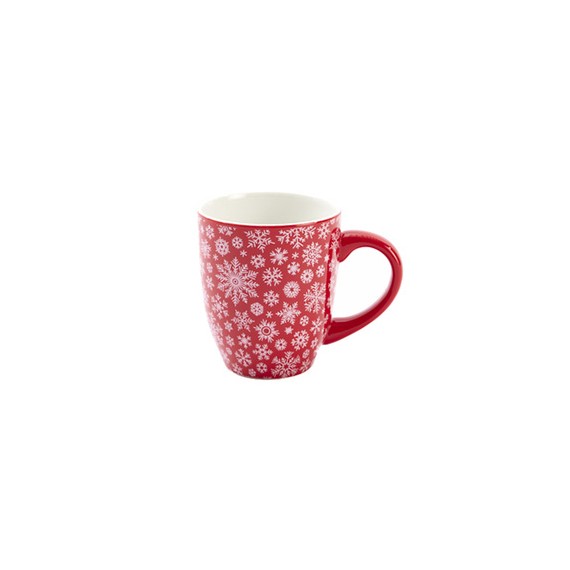 Mug Rouge 'Flocons Blancs' - Ø9*10,5cm