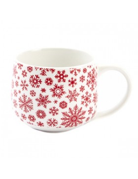 Mug Blanc 'Flocons Rouges' - Ø9*8cm