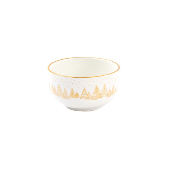 Bol 'Arbres de Noël' - Blanc & Or - Ø10,5*6cm
