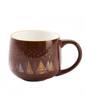 Mug 'Arbres de Noël' - Brun - Ø9*8cm