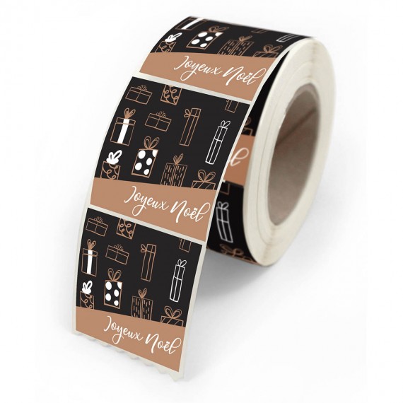 Etiquettes cadeau 'Festivity' 35*40mm - Black & Copper