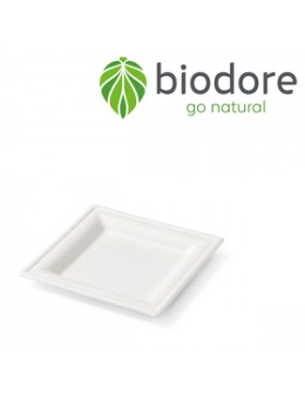 ASSIETTE CARRÉE 16*16cm SUCRE DE CANNE COMPOSTABLE BIONIC