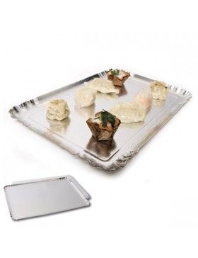 PLATEAU CARTON 25*34cm ARGENT AVEC REBORD