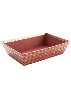 Panier carton rect. 28*19*7cm - Bordeaux et or