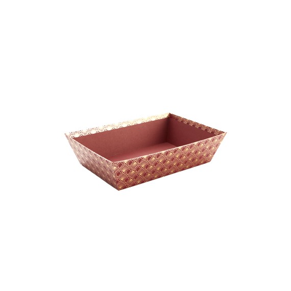 Panier carton rect. 28*19*7cm - Bordeaux et or