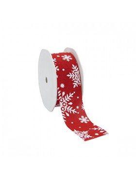 Ruban cadeau naturel 'Flocon de neige' - 38mm*15m - Rouge