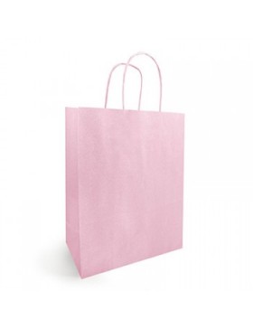 SAC KRAFT ANSE TORSADÉE 35*14*44cm 100g/m² ROSE PASTEL