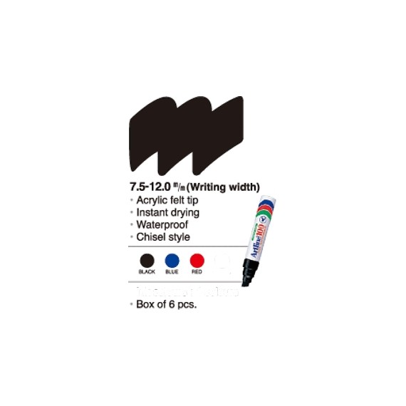 MARQUEUR ARTLINE 100 NOIR BISAUTÉ 12mm