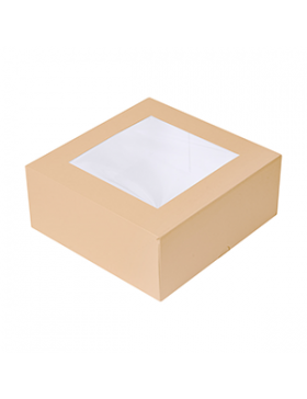 Boite patissière carrée avec fenêtre - 18*7,5cm - Kraft