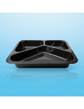 Ravier 'Foodybox' PP noir - 3 Comp. - 227*178*45mm - 215/300/580 ml