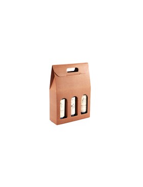 Boite portable 3 bouteilles - 270*90*380mm - Caramel