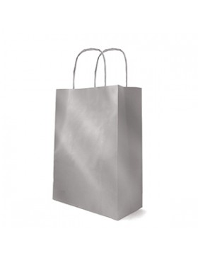 SAC KRAFT ANSE TORSADÉE 18*8*22cm 90g/m² ARGENT