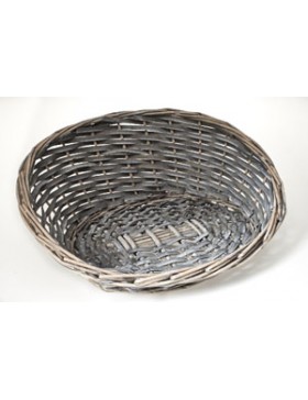 PANIER OVAL BAS/HAUT 34*29*5/15cm OSIER GRIS