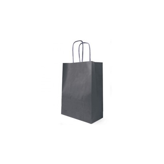 SAC KRAFT ANSE TORSADÉE 18*8*22cm 90g/m² DARK GREY