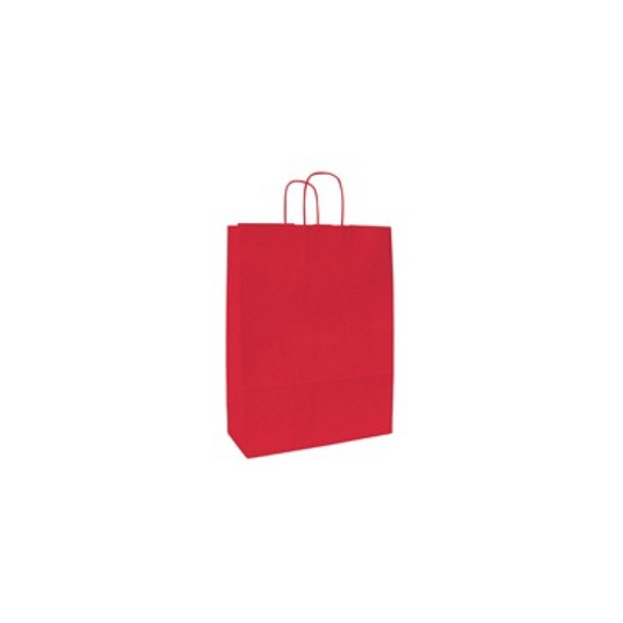 SAC KRAFT ANSE TORSADÉE 23*12*30cm 90g/m² ROUGE