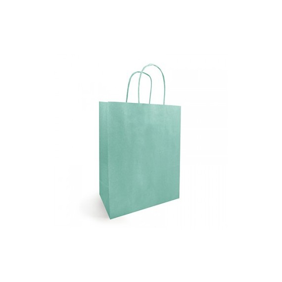 SAC KRAFT ANSE TORSADÉE 23*12*30cm 90g/m² VERT EAU