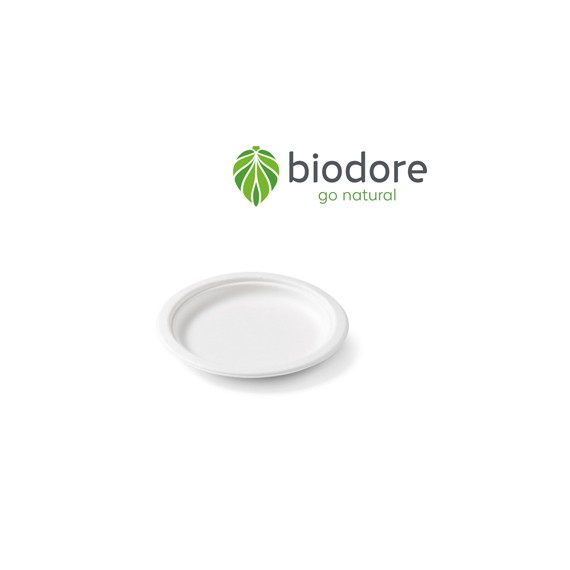 ASSIETTE RONDE Ø15.5cm SUCRE DE CANNE COMPOSTABLE BIODORE