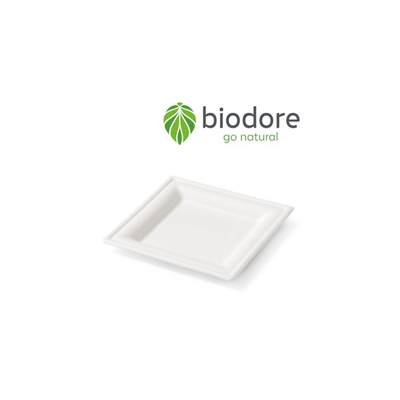 ASSIETTE CARRÉE 26*26cm SUCRE DE CANNE COMPOSTABLE BIONIC