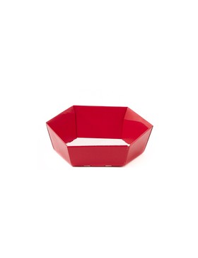 PANIER CARTON HEXAGONAL 34*27.5*7.5/11.5cm ROUGE