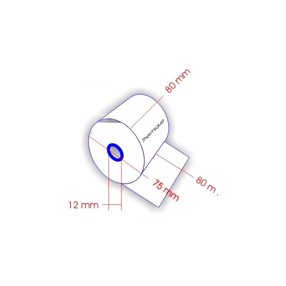 ROULEAU MACHINE THERM. la 80mm Ø75mm (73m) - 48gr