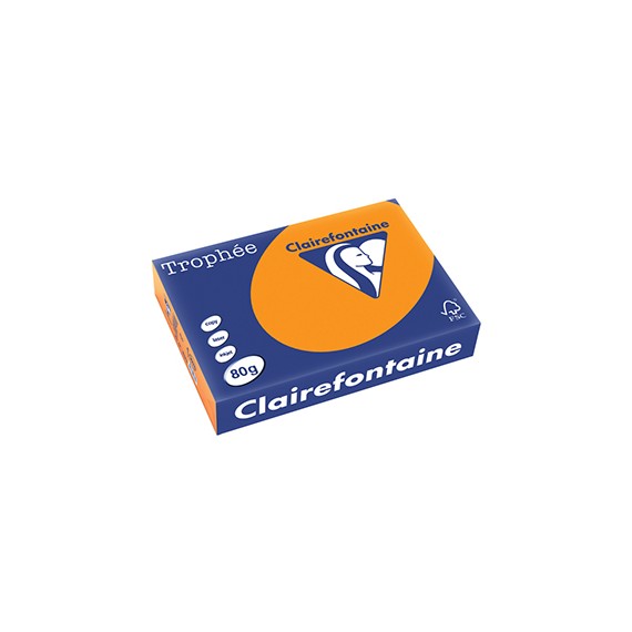 PAPIER A4 CLAIREFONTAINE TROPHÉE 80g/m² ORANGE FLUO