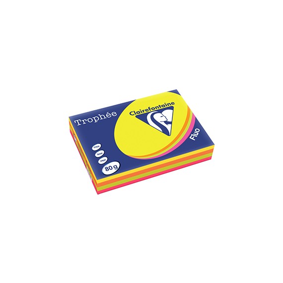 PAPIER A4 CLAIREFONTAINE TROPHÉE 80g/m² ASS FLUO