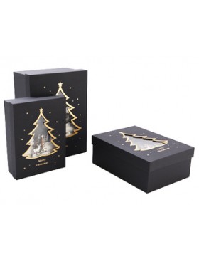 Boite rect. Carton - 26*19*10cm - 'Merry Christmas' 3D